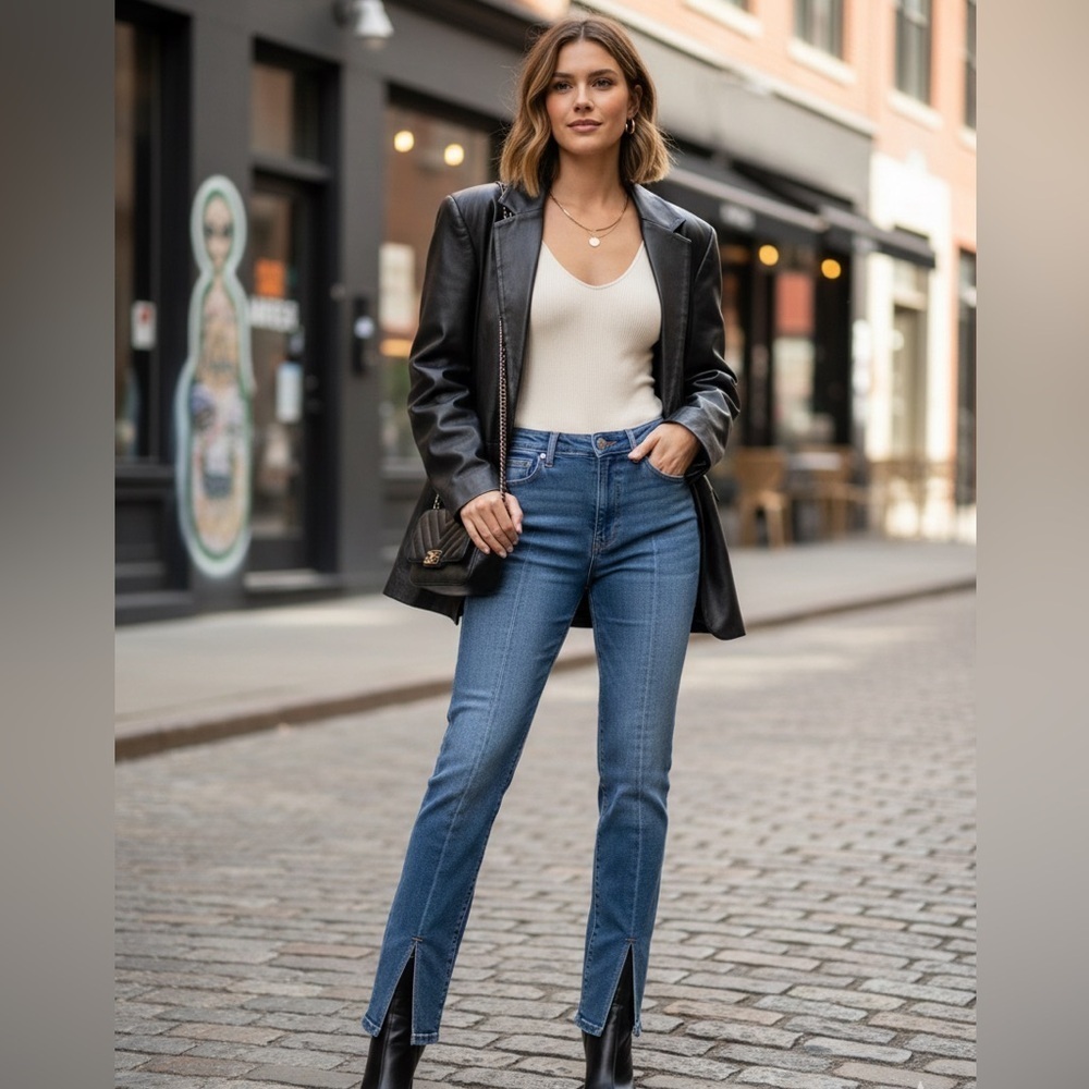 Mica Denim High Rise Front Slit Slim Bootcut Jeans NWT | size 30